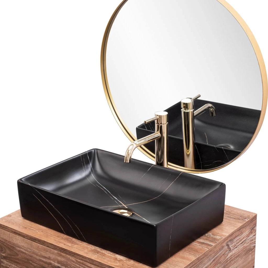 Lavabo Da Appoggio Rea Inga Black Marble Mat