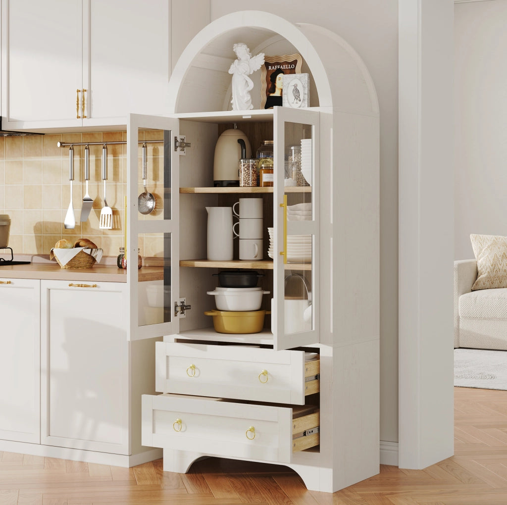 Credenza alta con ripiani regolabili e cassetti 76,2 x 40,1 x 180 cm bianca