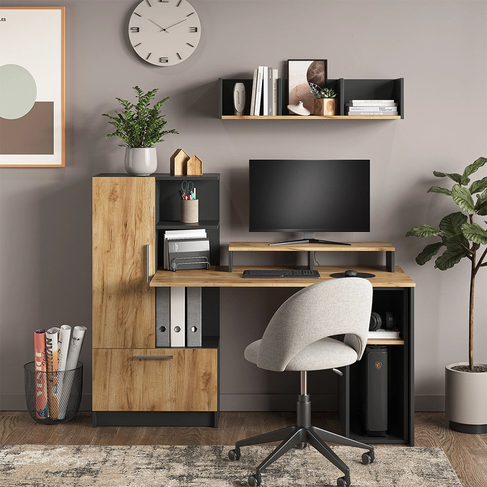 Vicco Libreria da parete Antracite/quercia dorata 90 x 20 cm