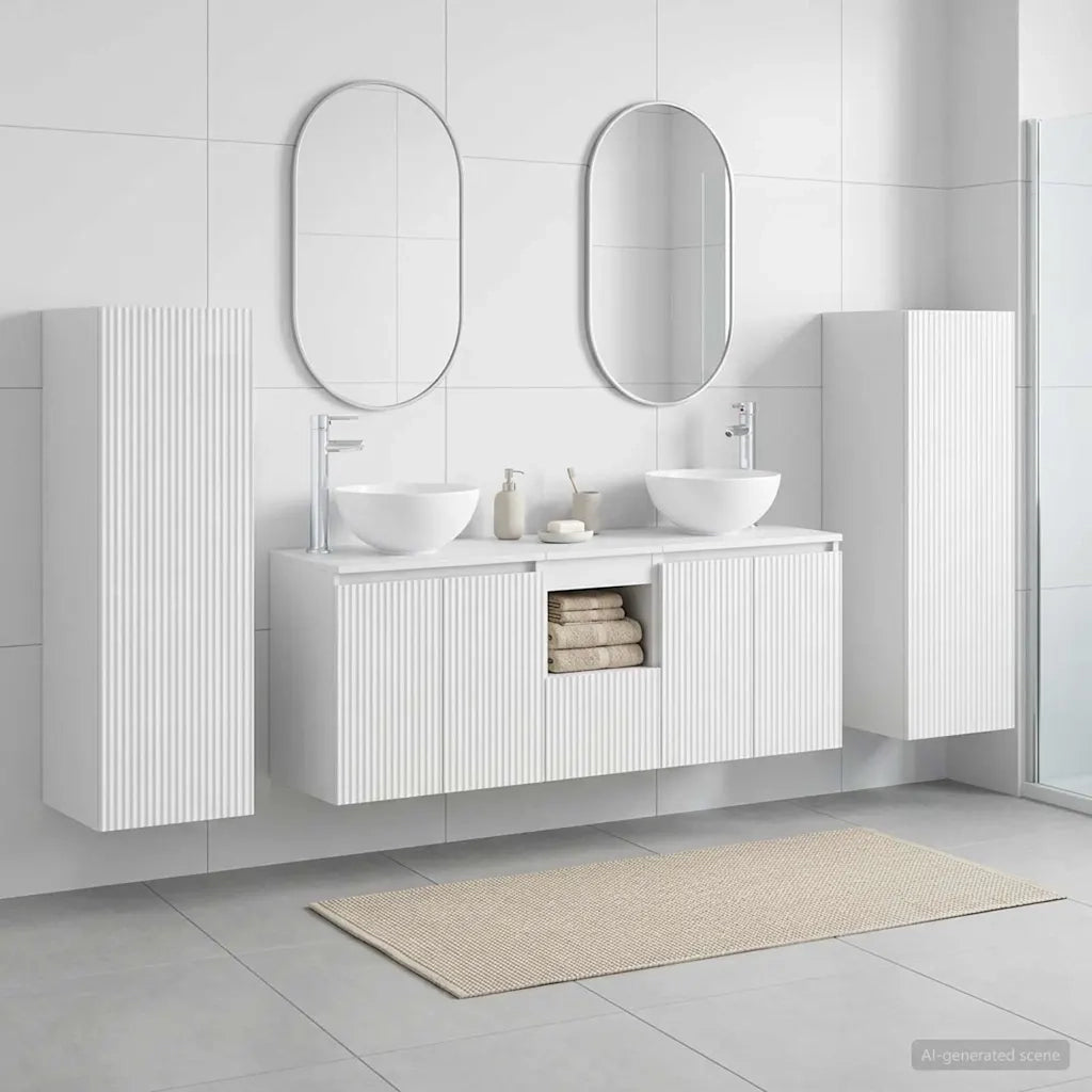 Set di mobili per il bagno 5 pz Bianco Lucido 3405987
