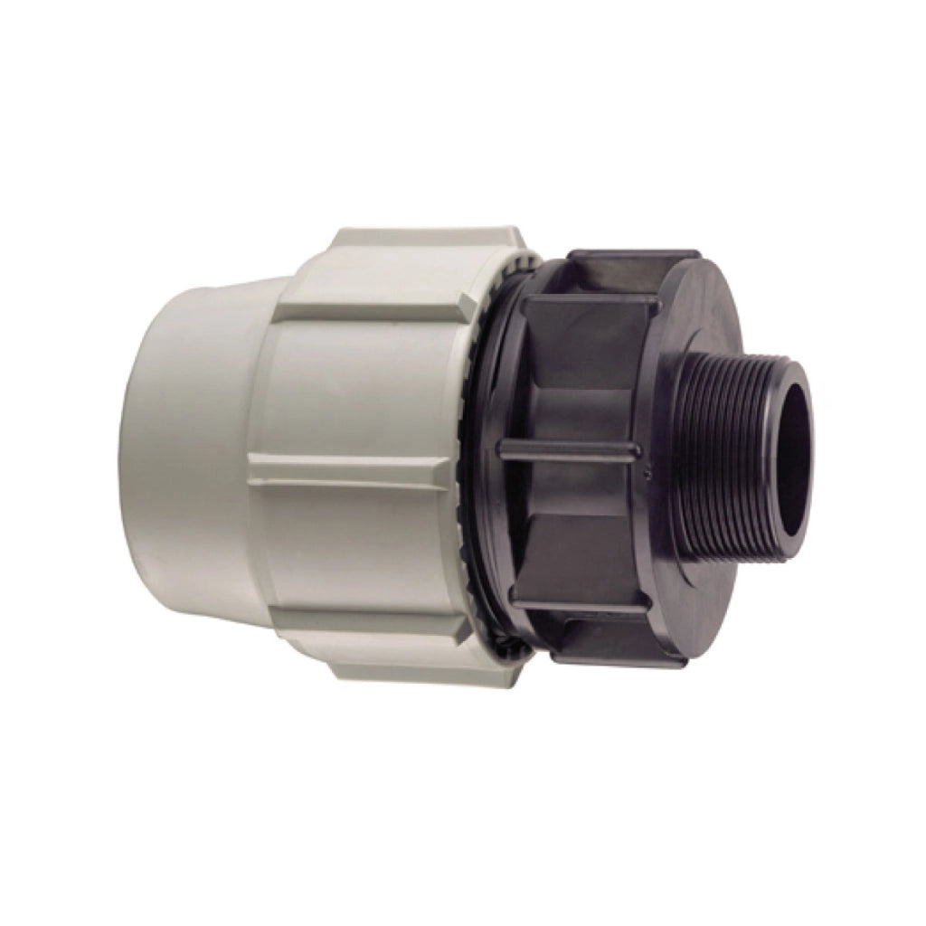 RACCORDO DIRITTO A COMPRESSIONE MASCHIO FEMMINA IN POLIPROPILENE SERIE 7020  BIANCO E NERO PLASSON - Ø50X11/2 PN16  - PSN