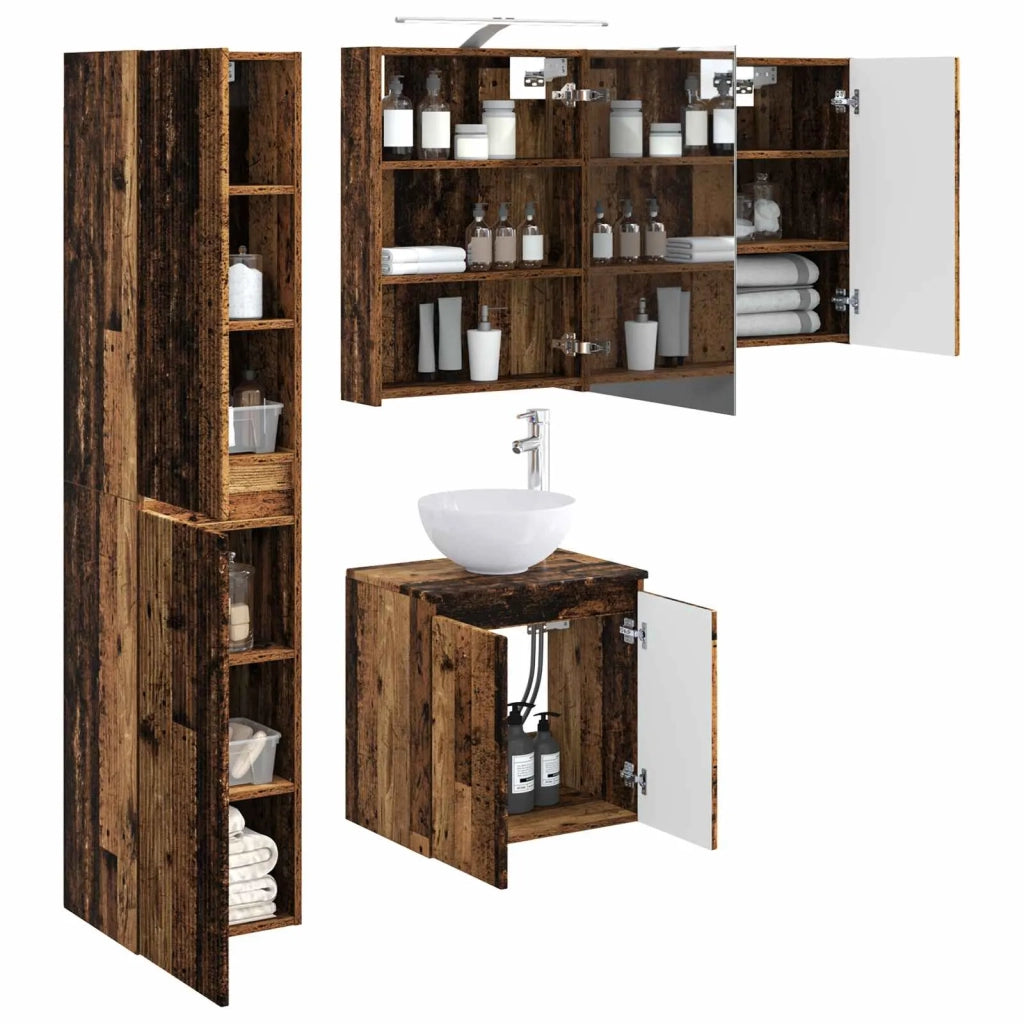 Set di Armadi da Bagno 5 pcs Legno antico 50 x 14,5 x 70 cm 3407293