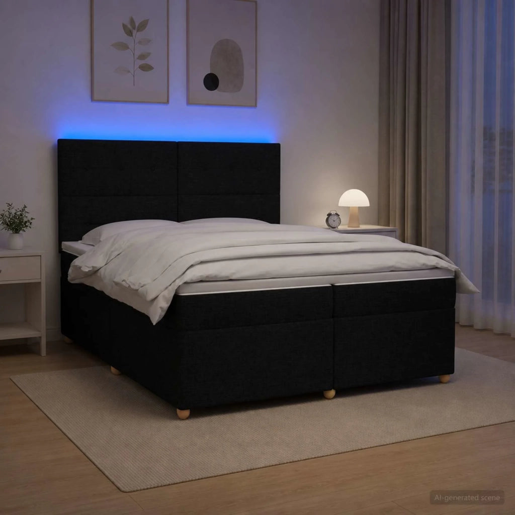 Letto box spring con materasso Nero 200 x 200 cm Tessuto 3455429