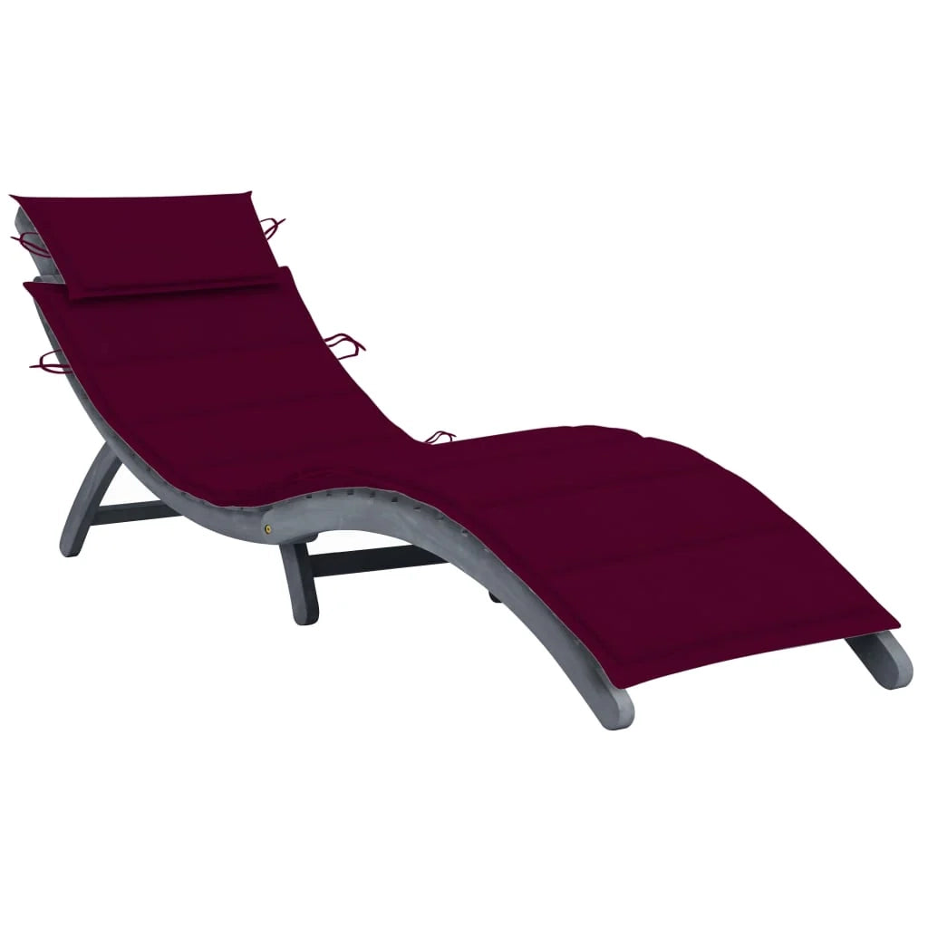 Lettino prendisole sedia a sdraio lettino prendisole letto da giardino mobili da giardino 190 cm con cuscino grigio legno massello di acacia 02_0012461