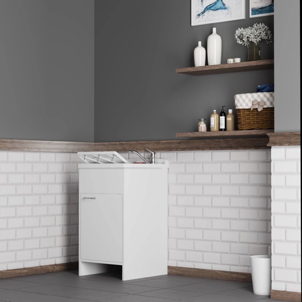 Mobile LAVATOIO in PVC in KIT di montaggio - 50X50 per Interni/Esterni - CR - Col: BIANCO