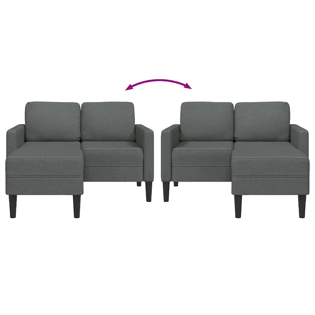 Divano a 2 posti con chaise longue a L-Sofa 2 Posti grigio scuro 125 cm in tessuto