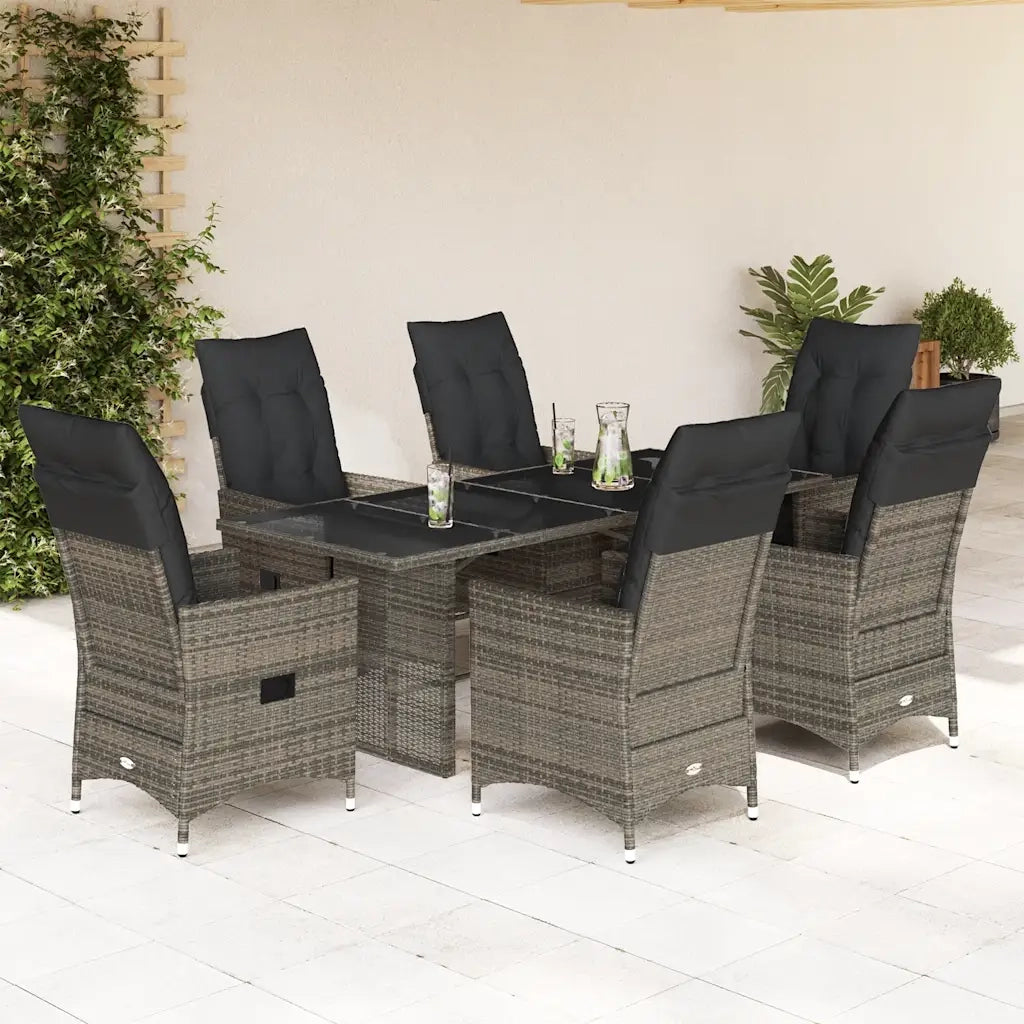 Set da Pranzo da Giardino 7 pz con Cuscini in Polyrattan Grigio 3276744