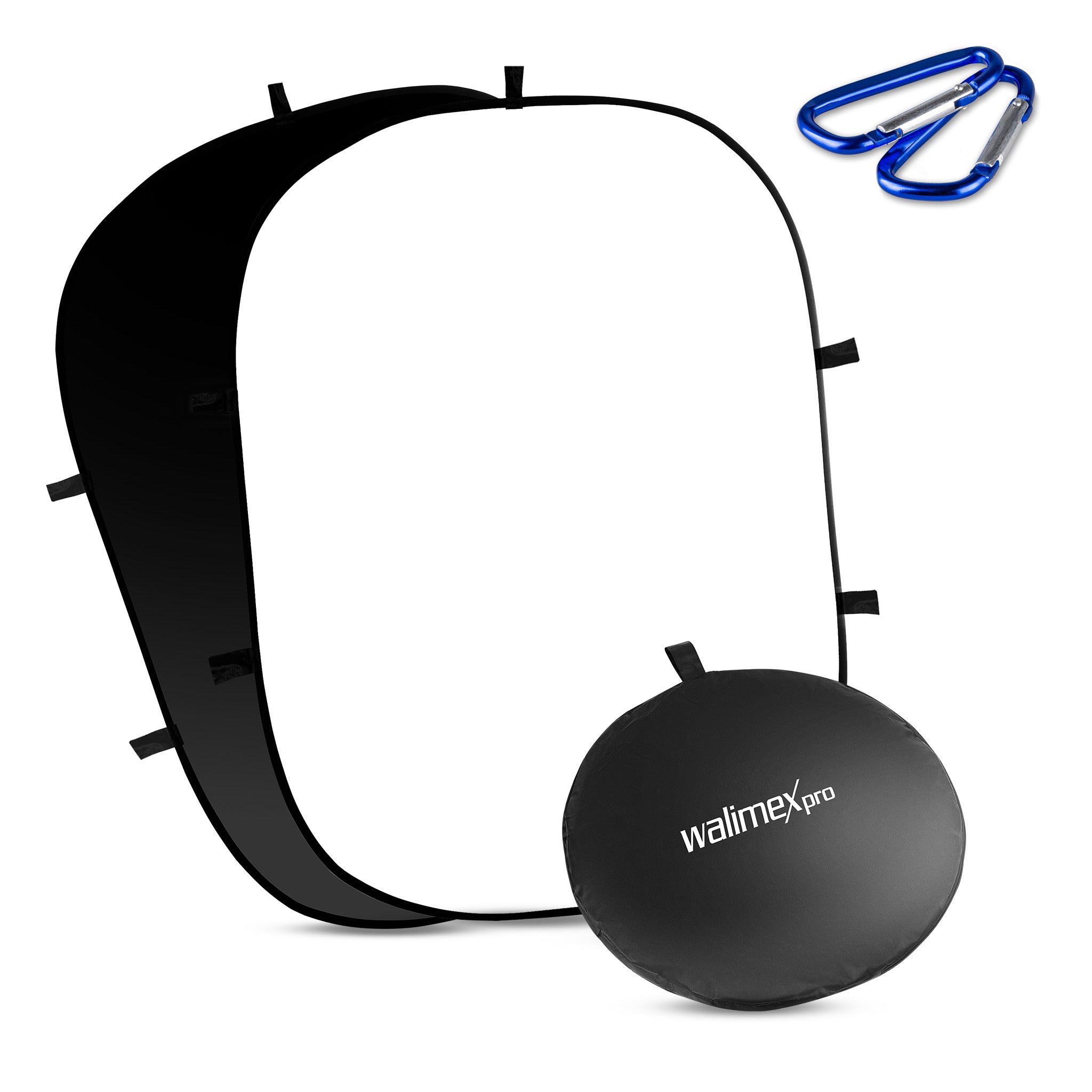 Fondale fotografico pieghevole 2in1 bianco/nero 150 x 200 cm, con moschettoni e borsa da trasporto, per studio fotografia