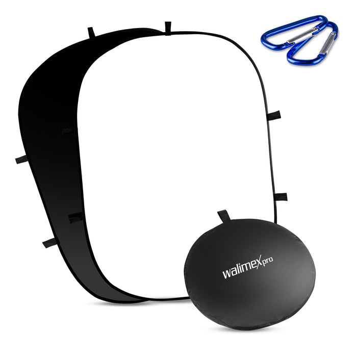 Fondale fotografico pieghevole 2in1 bianco/nero 150 x 200 cm, con moschettoni e borsa da trasporto, per studio fotografia