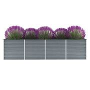 Letto Rialzato Giardino in Acciaio Zincato 320x80x77 cm Grigio 44844
