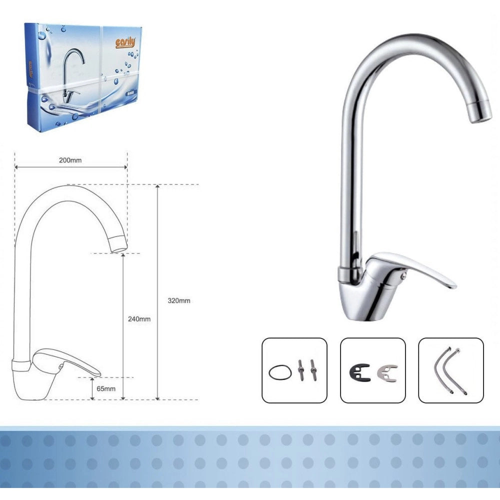 Trade Shop - Miscelatore Rubinetto Bari  52933 Canna Alta Foro Monocomando Rubinetteria -