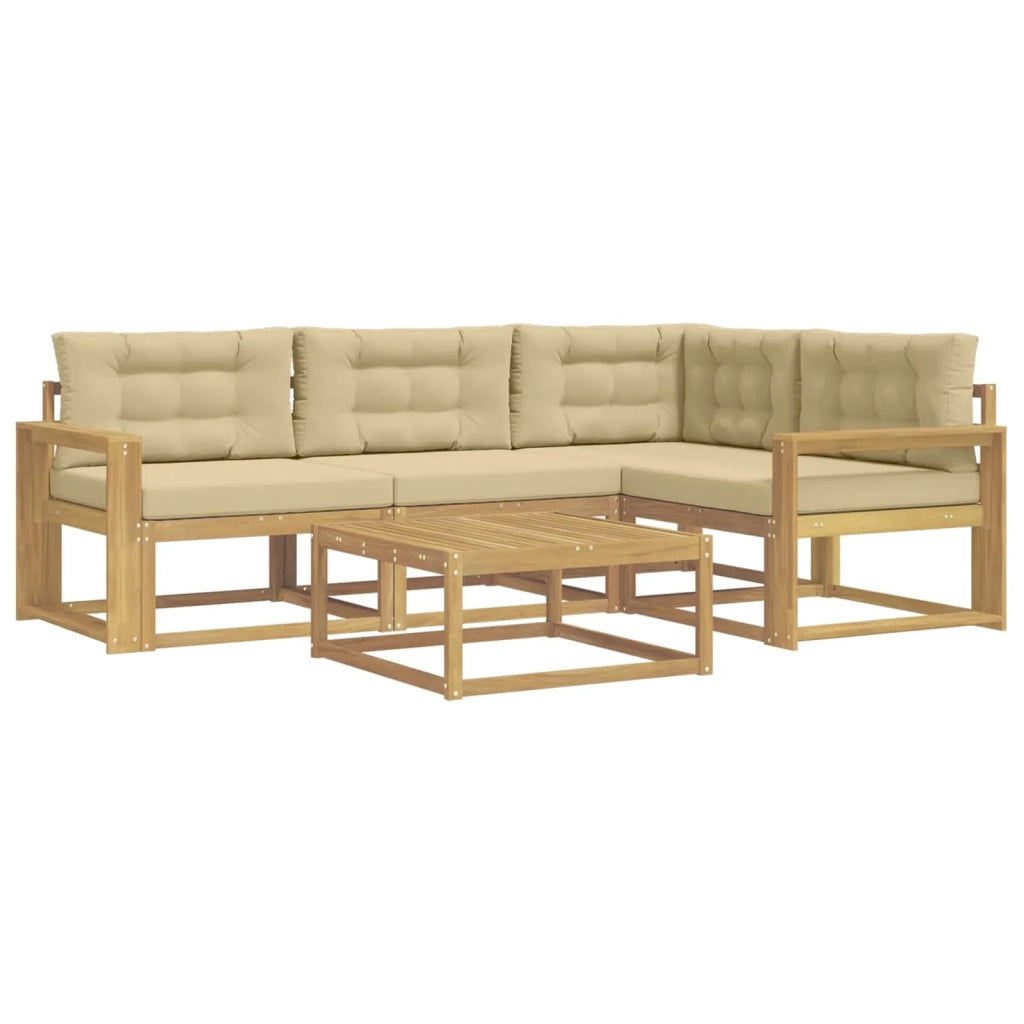 Set di divani da esterno 5 pcs Bianco e Beige 79 x 79 x 37 cm
