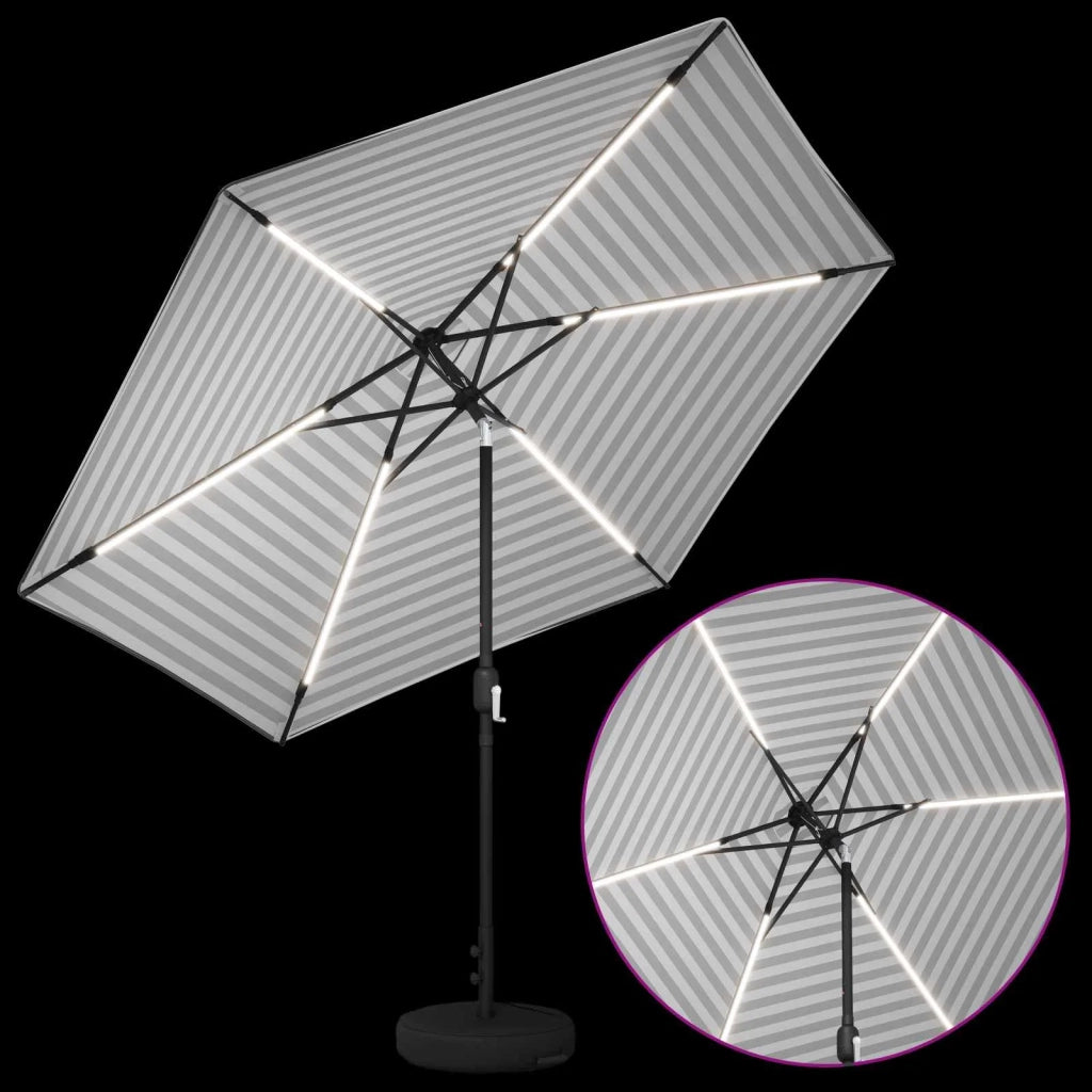 Parasol da giardino con luci LED e base 300 x 300 cm Poliestere 42036274