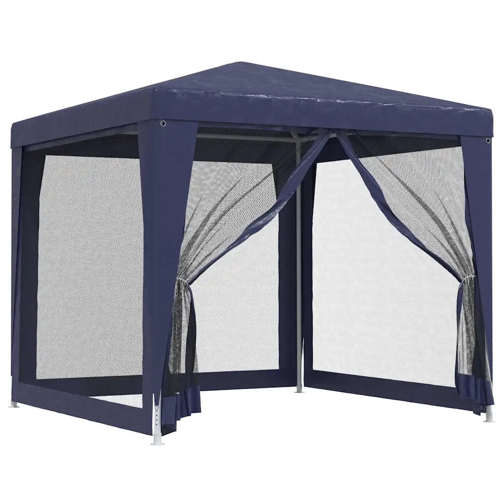 Tenda per Feste con 4 Pareti Laterali in Rete-Tenda Gazebo Blu 2,5x2,5m HDPE