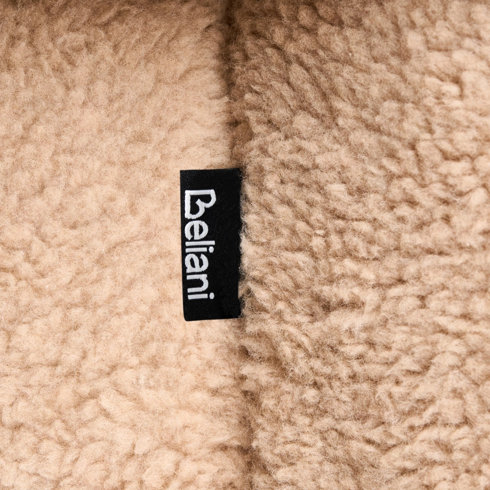 Pouf Beige Boucle Rotondo 40 x 40 x 45 cm Poggiapiedi Tappezzeria a forma di fungo Soggiorno moderno Camera da letto