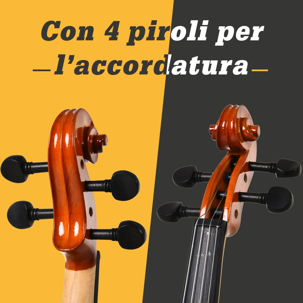 EasyComfort Violino 4/4 per Adulti con Accessori Inclusi (Custodia, Archetto, Corde, Ponticello, Accordatore) 58.5 x 21.5 x 7cm