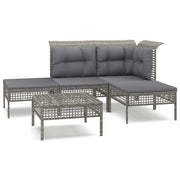 Set Divani da Giardino 5 pz | Set Salotto da Giardino con Cuscini in Polyrattan Grigio