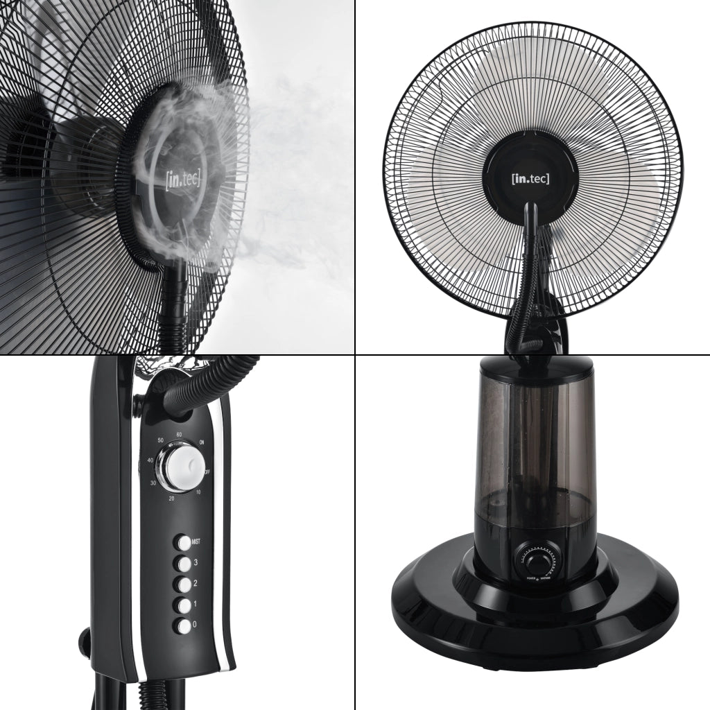 Ventilatore a Piantana con Nebulizzatore con 3 Velocitá e Modalitá Oscillazione con Inclinazione Testa Motore 75W Timer