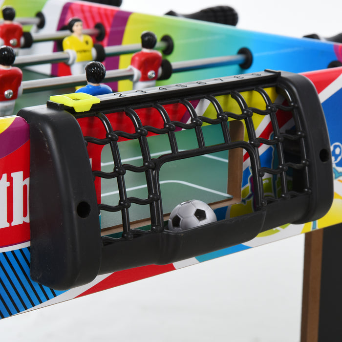 Calcio Balilla 86.5x43.5x63 cm con 2 Tabelloni Segnapunti in Legno Acciaio Inox e Plastica Multicolore