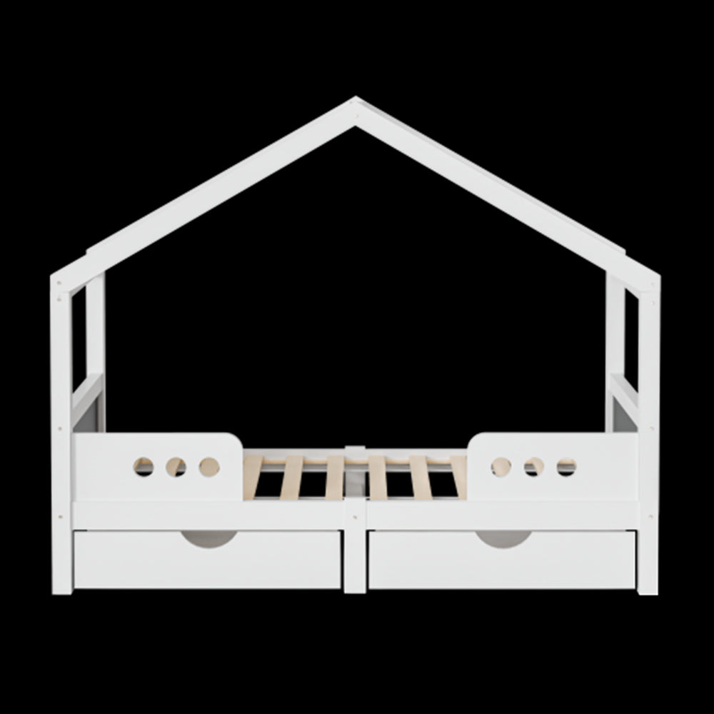 Letto bambino con tetto?- Xylo - 90x200cm 2 cassetti legno