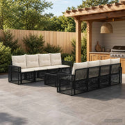 Set Divano da Giardino 9 pz Nero polyrattan 3435067