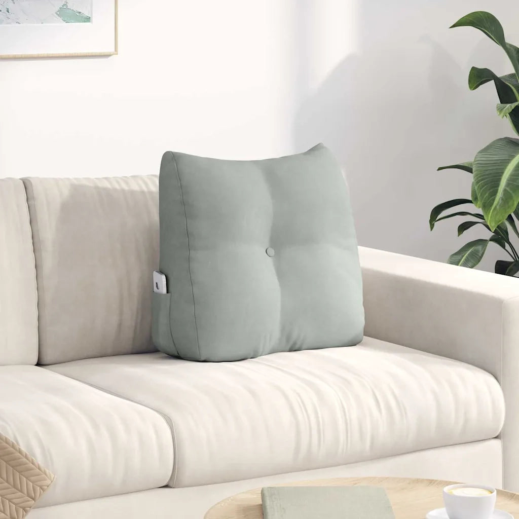 Cuscino per Schiena | Cuscino dorsale Grigio chiaro 45 x 24 x 50 cm Velluto