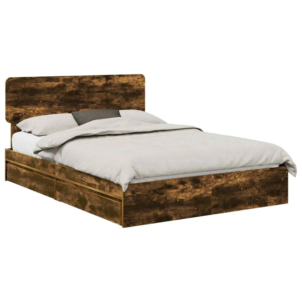 Letto con Contenitore con testiera Rovere fumé 160 x 200 cm 3412259