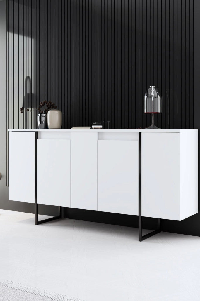 Credenza in legno "Luxe" - 160 x 35 x 80 cm - Bianco