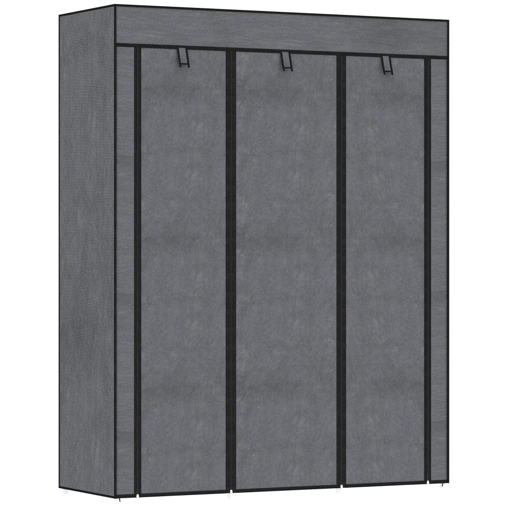 Armadio guardaroba con ante e ripiani ¨C zephmum ¨C grigio 90x51x200 cm