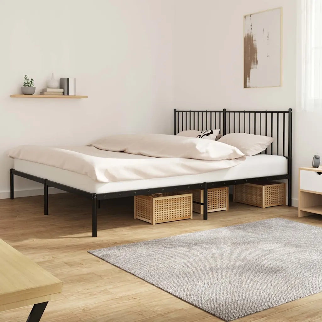Giroletto con Testiera-Struttura Letto con testiera in Metallo Nero 180x200 cm 247002