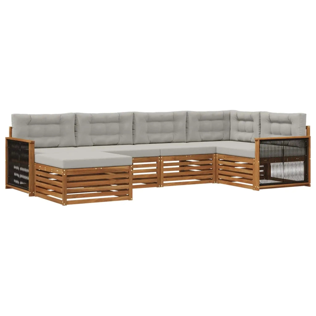 Set di divani da esterno 6 pz Naturale e Grigio Chiaro 3383564