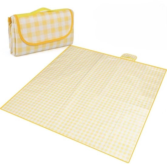 Deken da barca, mat da campeggio, deken da picnic con maniglia, teli da campeggio impermeabile, adatto per escursioni, campeggio e parchi - giallo 100cm