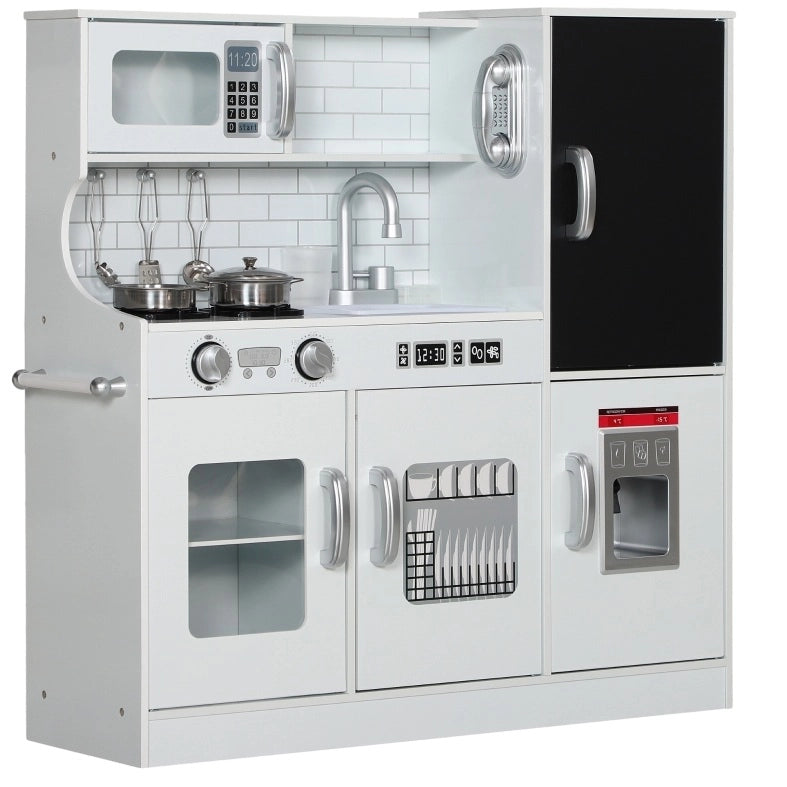 Cucina giocattolo in legno bianca con accessori e lavello
