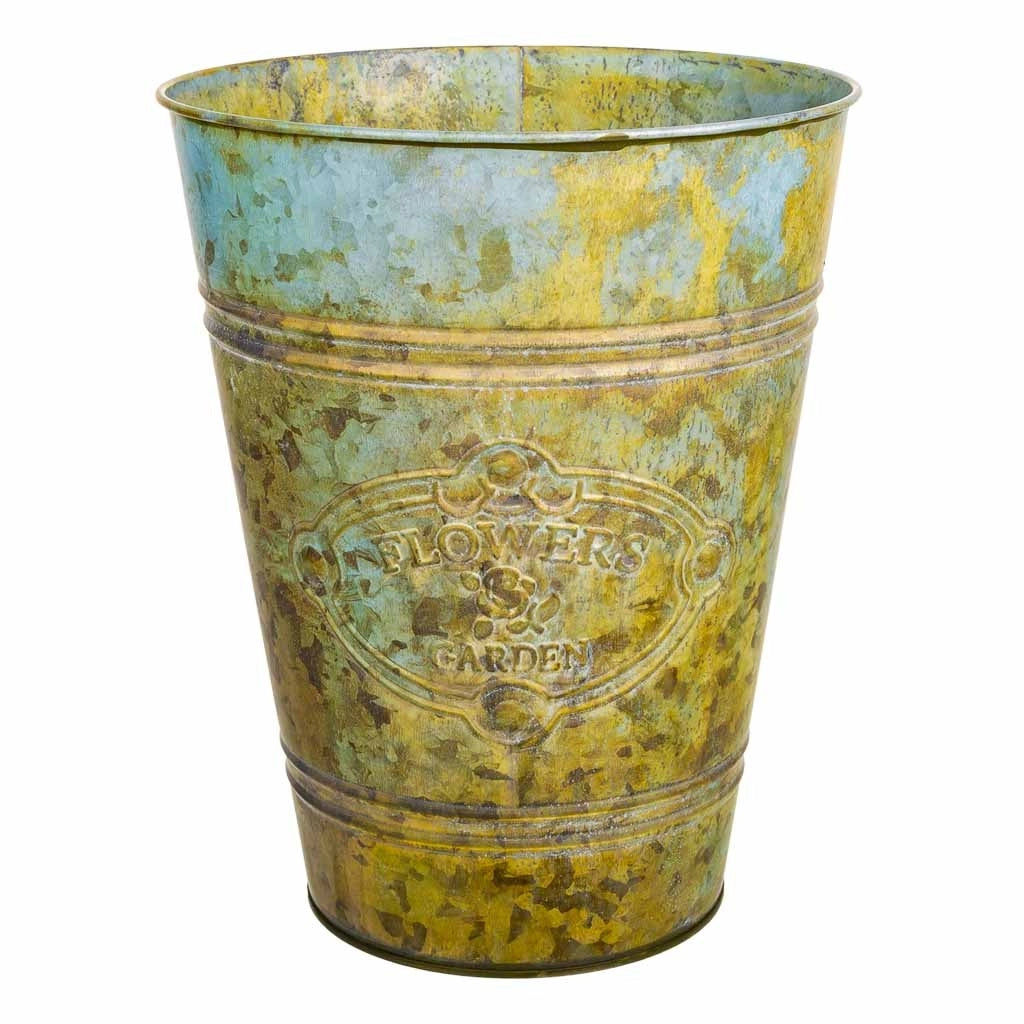 Vaso in metallo verde d20,5x25h b:13