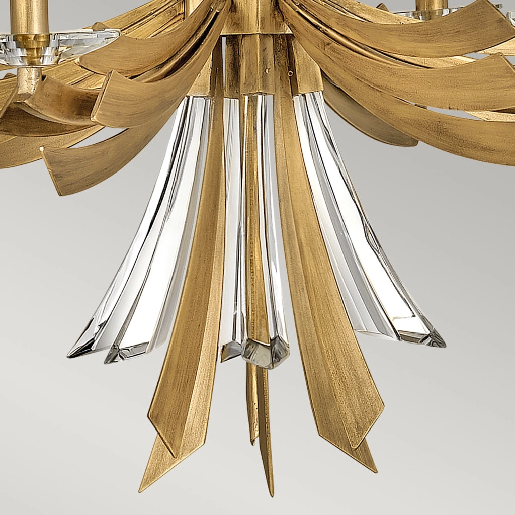 Lampadario Industrial Nordico Vida Acciaio Oro Brunito 6 Luci E14