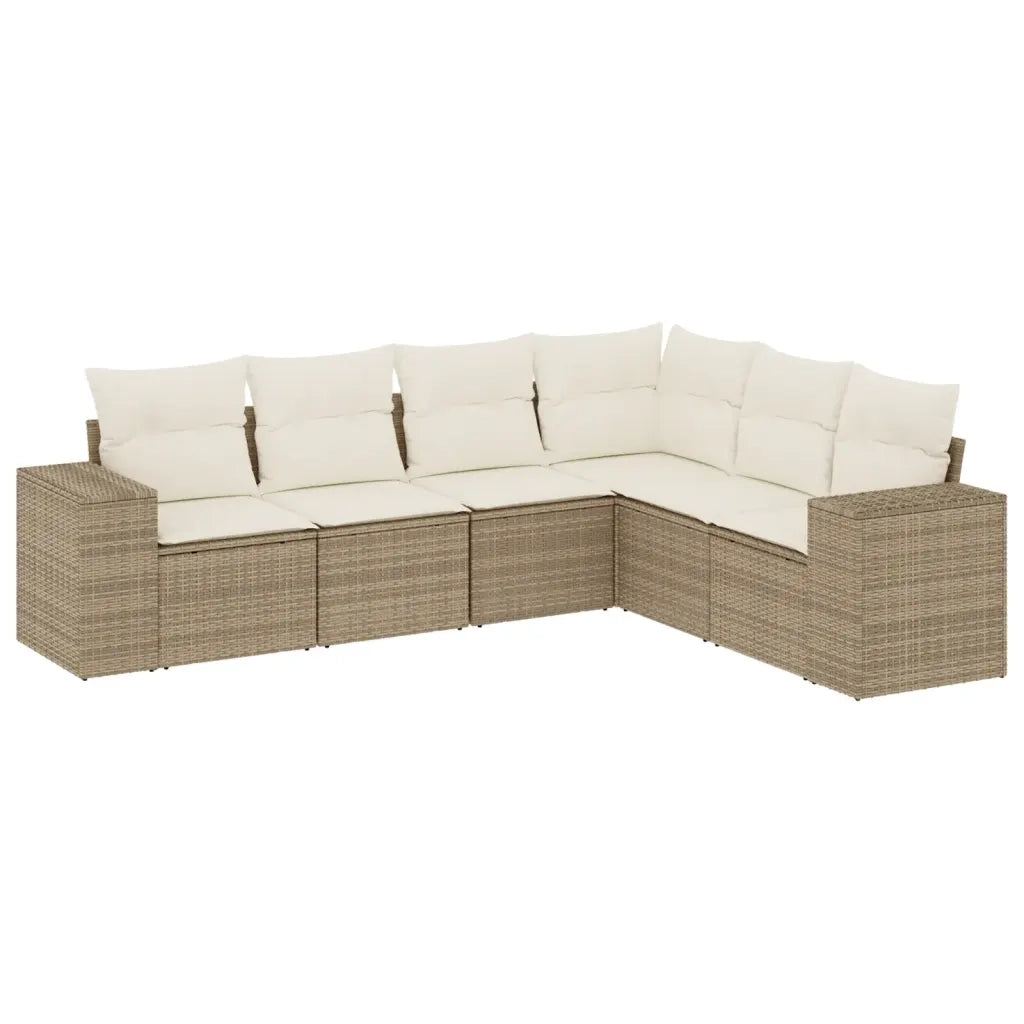 Set Divano da Giardino 6 pz con Cuscini Beige in Polyrattan 3222607