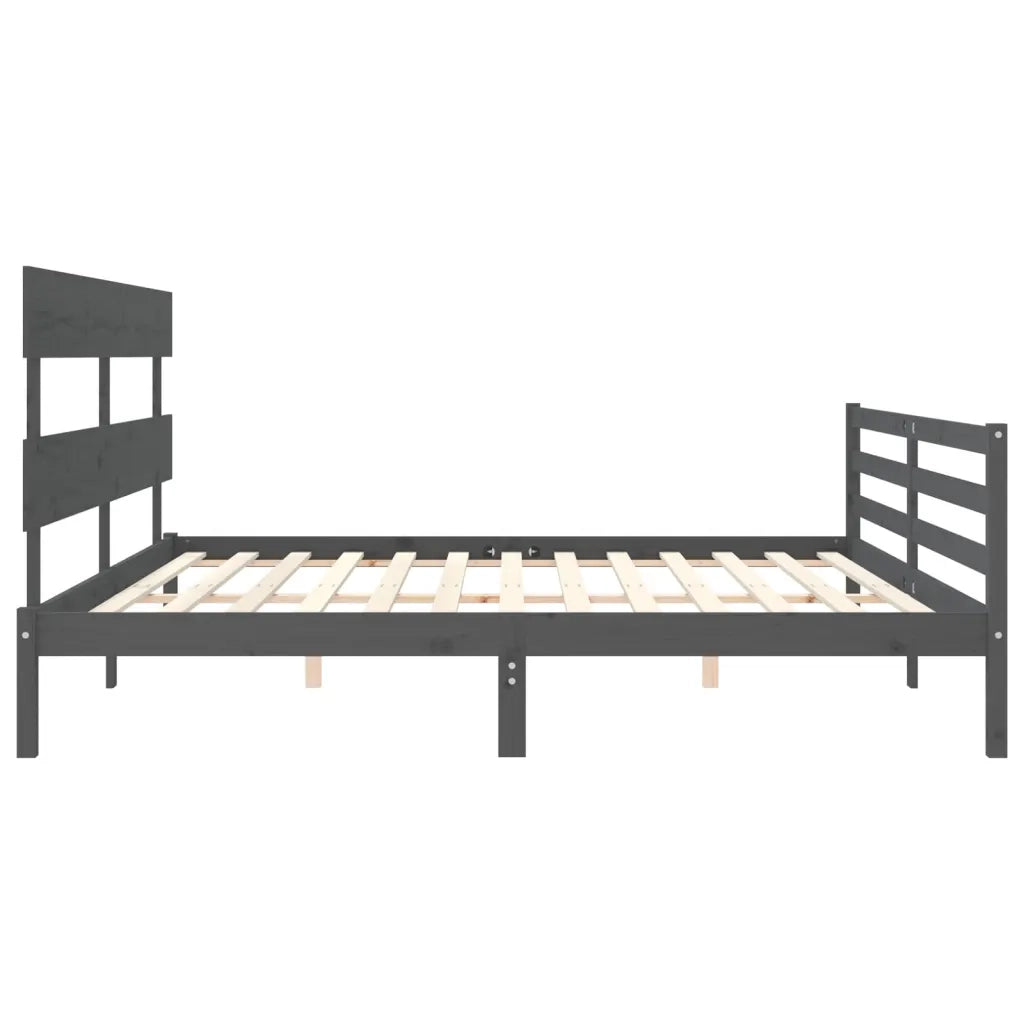 Giroletto con Testiera-Struttura Letto con testiera Grigio 200x200 cm in Legno Massello 892364