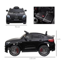 Macchina Elettrica per Bambini 3-5 Anni Mercedes con Cintura di Sicurezza e Telecomando, Nero