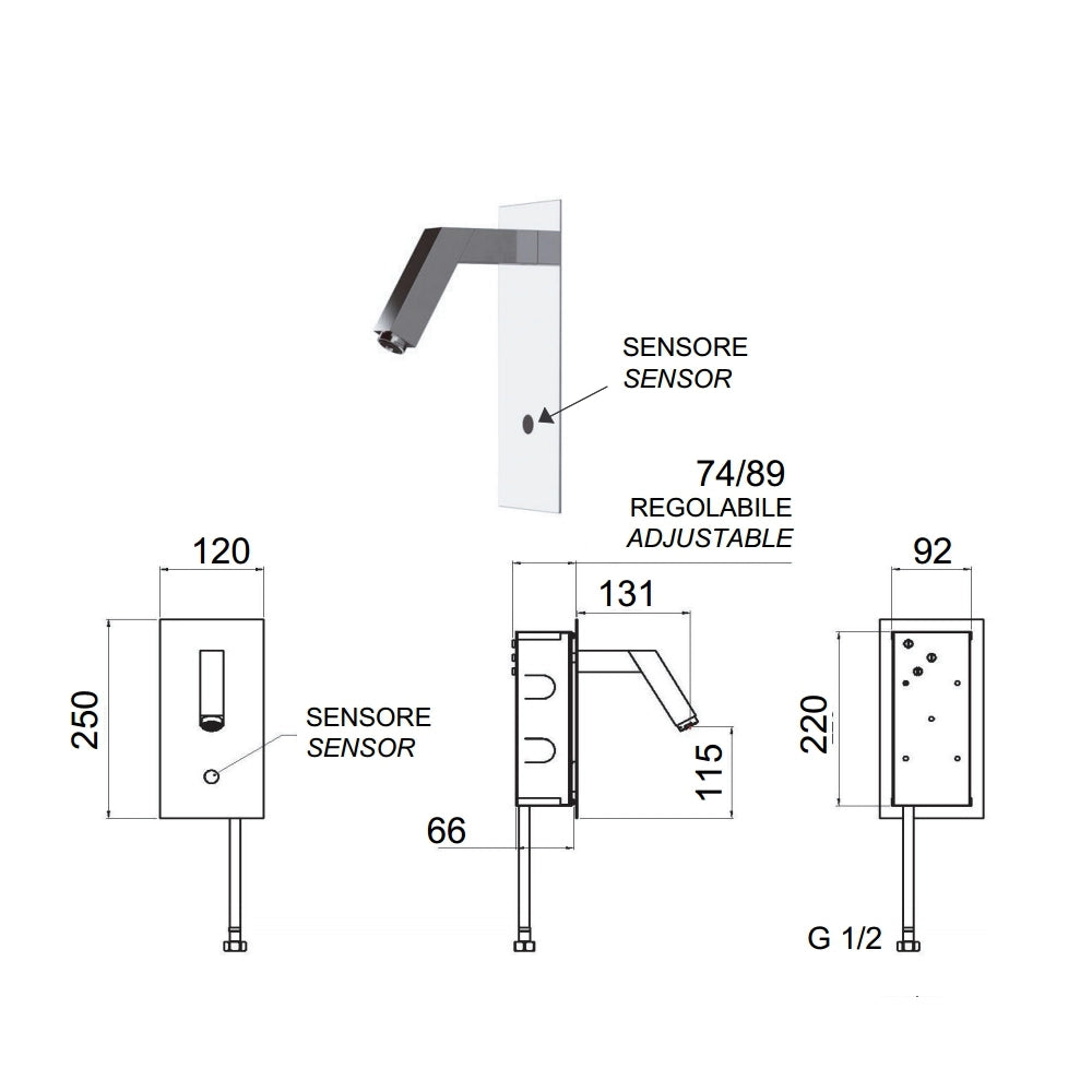 Sensor - rubinetto lavabo con sensore a incasso