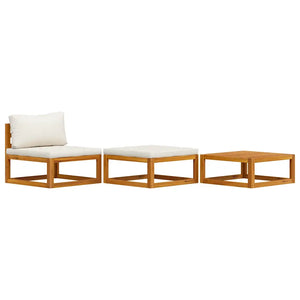 Set Divani da Giardino 3 pz con Cuscini Crema in Legno Acacia 311855