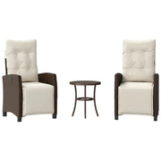 Set Bistr¨° 3 pz | Set Salotto da Giardino con Cuscini Marrone in Polyrattan