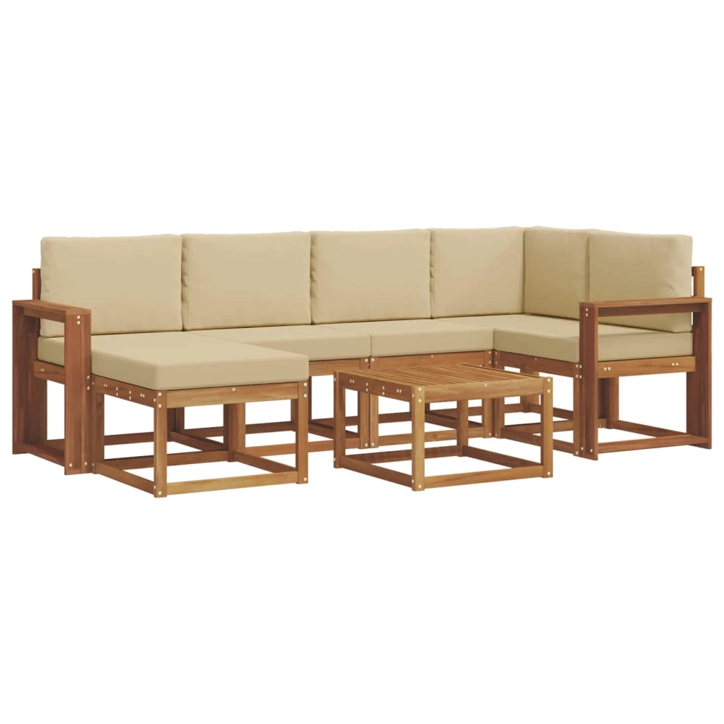 Set di divani da esterno con cuscino 7 pcs Naturale e Beige
