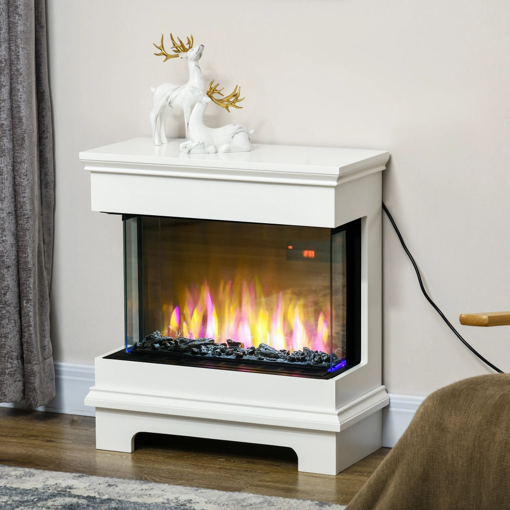 Caminetto Elettrico ¨C zephmum ¨C 61x28x66.5 cm, Bianco, Timer 12h, Spegnimento Automatico, 10 Colori