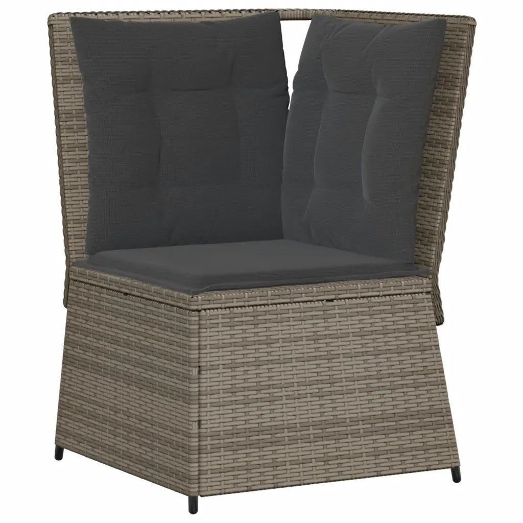 Set Divani da Giardino 5 pz con Cuscini in Polyrattan Grigio