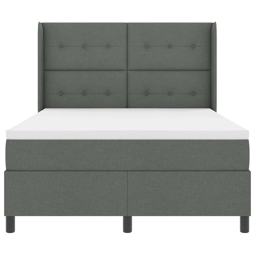 Letto a molle con materasso Grigio scuro 140 x 200 cm Tessuto