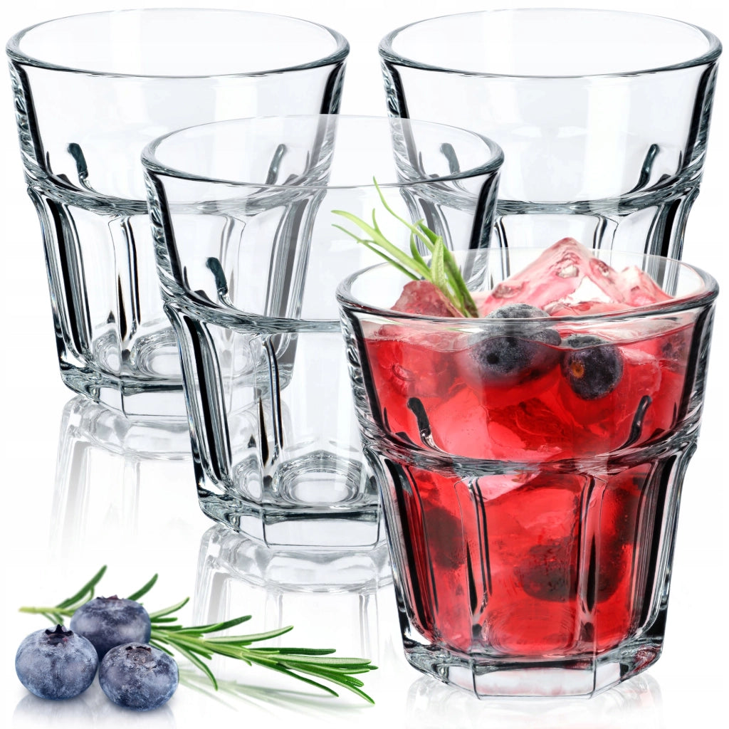 Bicchieri KADAX per bevande, whisky, succhi di frutta, set da 4 bicchieri, 230 ml