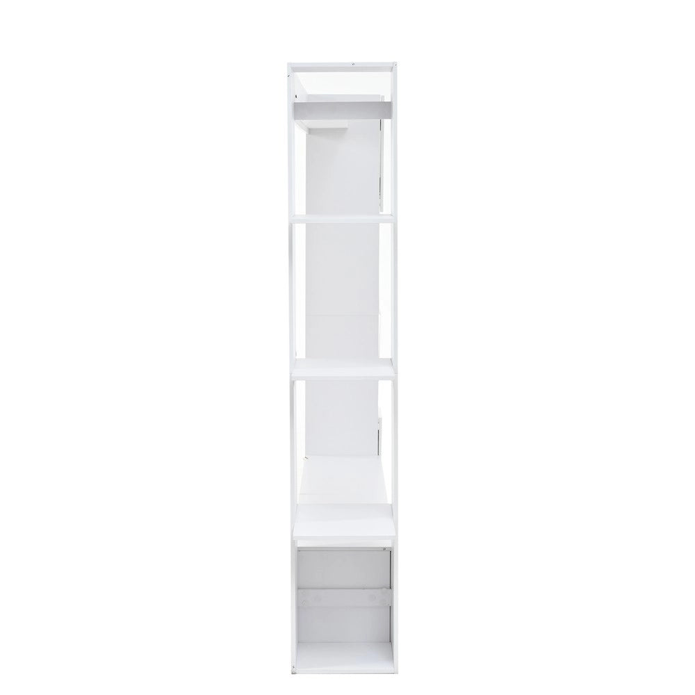 Sistema parete soggiorno - Zephmum - Set 4 elementi, porta vetrina orientabile, ampio spazio bianco