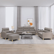 Set di Divani 4 pz con Cuscini Tortora in Tessuto