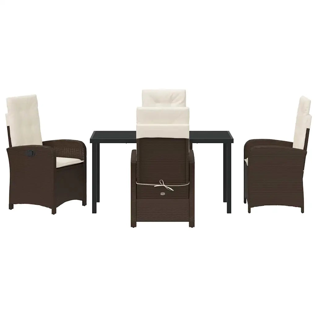 Set da Pranzo per Giardino con cuscino 5 pcs Marrone polyrattan 3380269