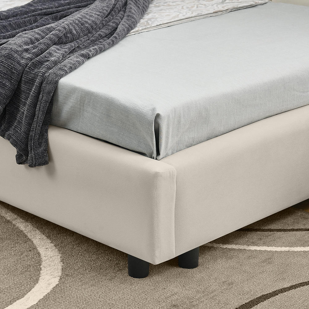 Letto bambino 90x200cm?- Xylo - velluto testiera alta beige